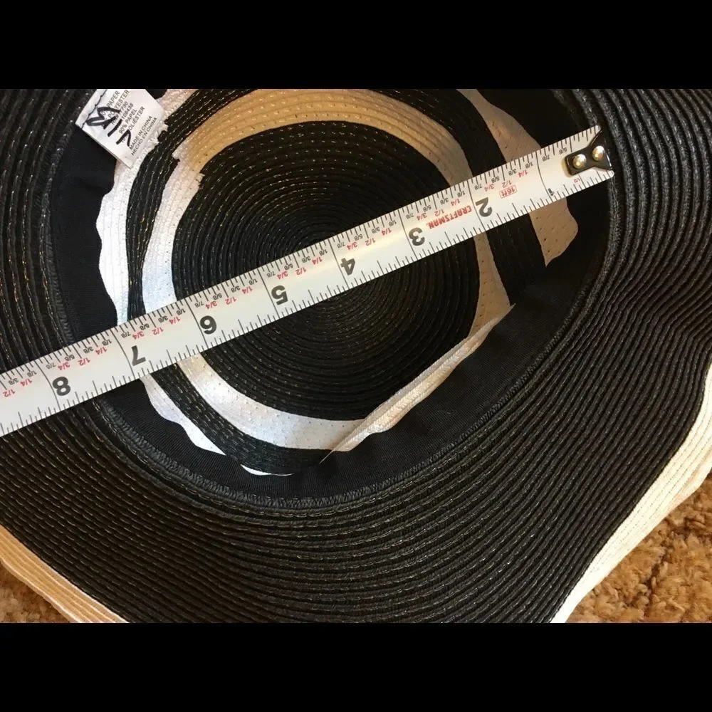 Vintage Black & White Wide Brim Hat - Picture 7 of 9